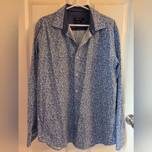 Bugatchi Retro Floral Patterned Button Dress Shirt